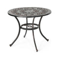 Shaili Outdoor Dining Table, Round 35 Inch Shiny Coppertone Cast Aluminum