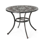 Shaili Outdoor Dining Table, Round 35 Inch Shiny Coppertone Cast Aluminum