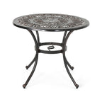 Table de salle à manger d'extérieur Shaili, ronde, 89 cm (35 pouces), en aluminium moulé couleur cuivre brillant