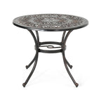 Table de salle à manger d'extérieur Shaili, ronde, 89 cm (35 pouces), en aluminium moulé couleur cuivre brillant