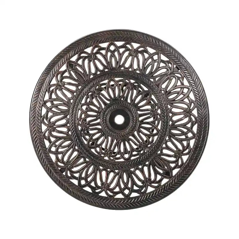 Table de salle à manger d'extérieur Shaili, ronde, 89 cm (35 pouces), en aluminium moulé couleur cuivre brillant