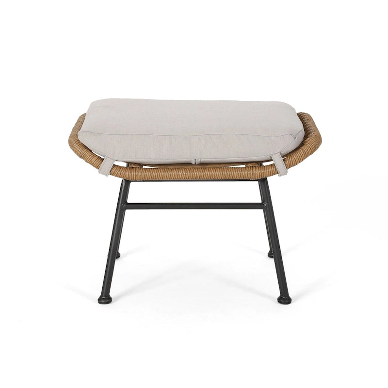 Ensemble de 2 poufs d'extérieur Margo, 61 cm (24 pouces), en fer noir, marron et beige