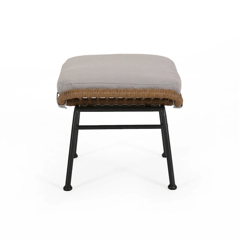 Ensemble de 2 poufs d'extérieur Margo, 61 cm (24 pouces), en fer noir, marron et beige