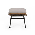 Ensemble de 2 poufs d'extérieur Margo, 61 cm (24 pouces), en fer noir, marron et beige