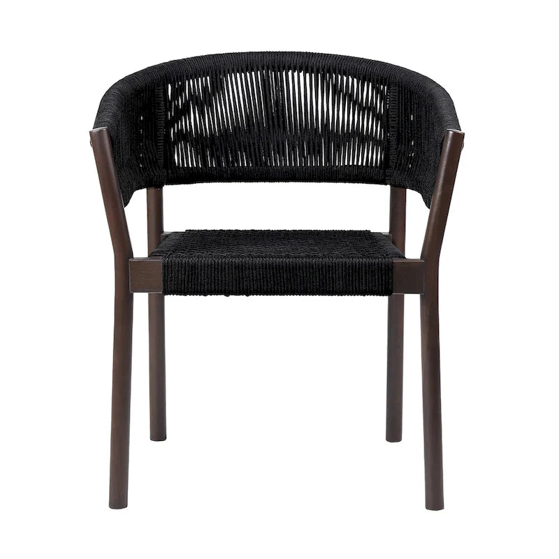 Ensemble de deux chaises de salle à manger d'extérieur en bois massif noir de 26 pouces