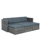 Ensemble de canapés d'extérieur 5 pièces en résine tressée PE, comprenant une table basse relevable et un canapé-lit. Ce mobilier de jardin comprend une table basse et un canapé-lit.