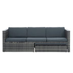 Ensemble de canapés d'extérieur 5 pièces en résine tressée PE, comprenant une table basse relevable et un canapé-lit. Ce mobilier de jardin comprend une table basse et un canapé-lit.