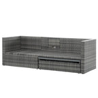Ensemble de canapés d'extérieur 5 pièces en résine tressée PE, comprenant une table basse relevable et un canapé-lit. Ce mobilier de jardin comprend une table basse et un canapé-lit.