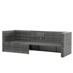Ensemble de canapés d'extérieur 5 pièces en résine tressée PE, comprenant une table basse relevable et un canapé-lit. Ce mobilier de jardin comprend une table basse et un canapé-lit.
