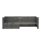 Ensemble de canapés d'extérieur 5 pièces en résine tressée PE, comprenant une table basse relevable et un canapé-lit. Ce mobilier de jardin comprend une table basse et un canapé-lit.