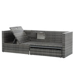 Ensemble de canapés d'extérieur 5 pièces en résine tressée PE, comprenant une table basse relevable et un canapé-lit. Ce mobilier de jardin comprend une table basse et un canapé-lit.