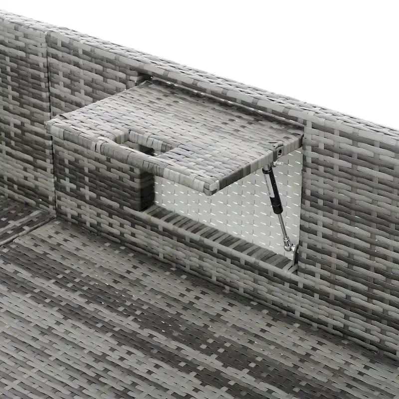 Ensemble de canapés d'extérieur 5 pièces en résine tressée PE, comprenant une table basse relevable et un canapé-lit. Ce mobilier de jardin comprend une table basse et un canapé-lit.