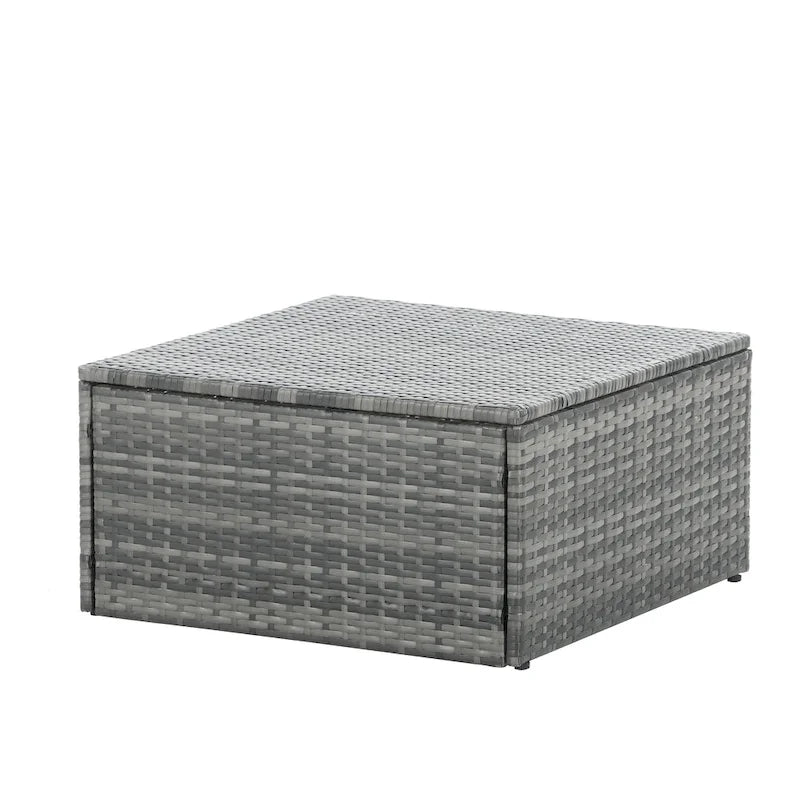 Ensemble de canapés d'extérieur 5 pièces en résine tressée PE, comprenant une table basse relevable et un canapé-lit. Ce mobilier de jardin comprend une table basse et un canapé-lit.