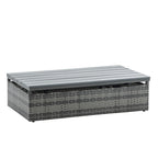 Ensemble de canapés d'extérieur 5 pièces en résine tressée PE, comprenant une table basse relevable et un canapé-lit. Ce mobilier de jardin comprend une table basse et un canapé-lit.