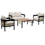 Ensemble de mobilier de jardin 4 pièces, ensemble de conversation pour patio résistant aux intempéries avec coussins résistants, canapé, fauteuil et table basse