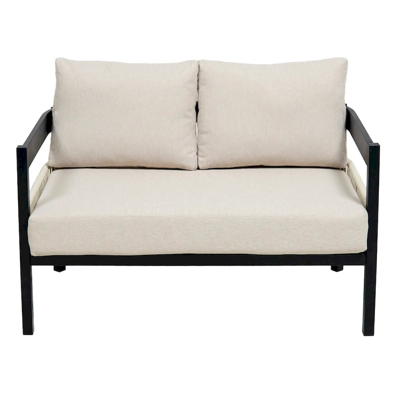 Ensemble de mobilier de jardin 4 pièces, ensemble de conversation pour patio résistant aux intempéries avec coussins résistants, canapé, fauteuil et table basse