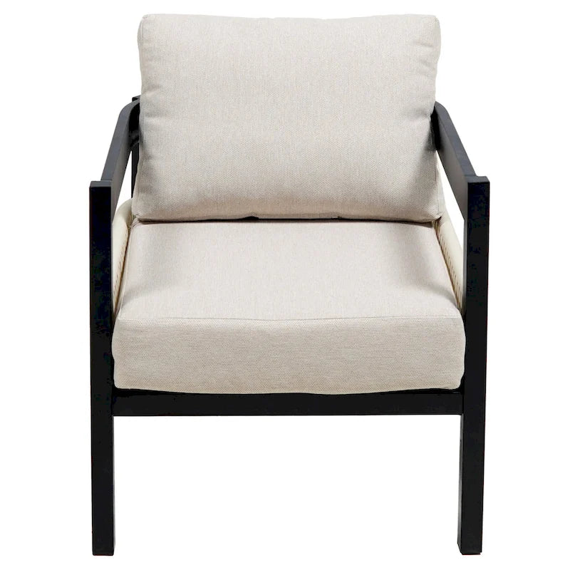 Ensemble de mobilier de jardin 4 pièces, ensemble de conversation pour patio résistant aux intempéries avec coussins résistants, canapé, fauteuil et table basse