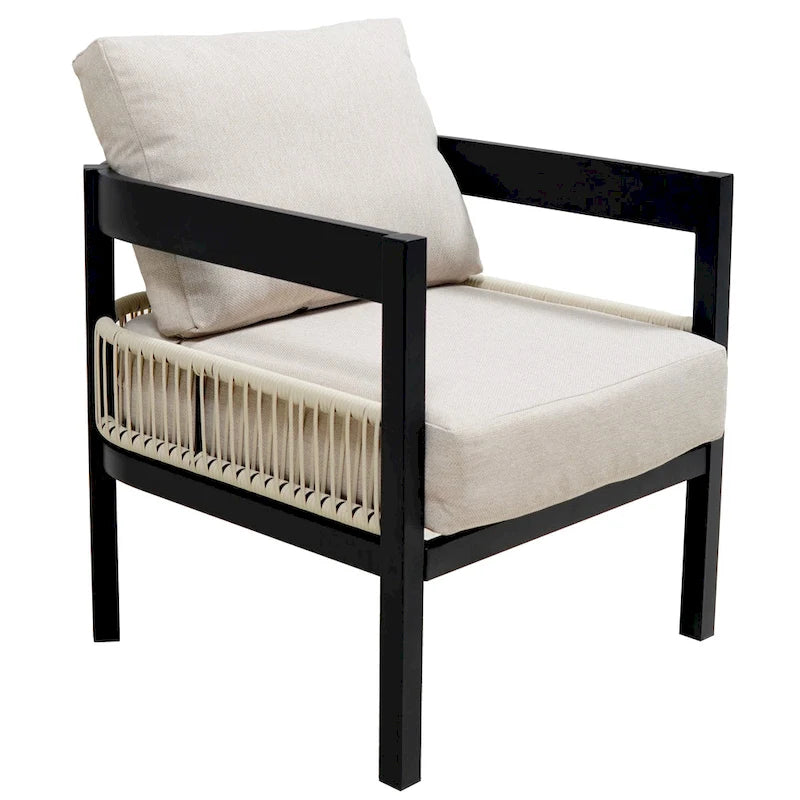 Ensemble de mobilier de jardin 4 pièces, ensemble de conversation pour patio résistant aux intempéries avec coussins résistants, canapé, fauteuil et table basse