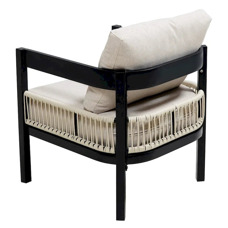 Ensemble de mobilier de jardin 4 pièces, ensemble de conversation pour patio résistant aux intempéries avec coussins résistants, canapé, fauteuil et table basse