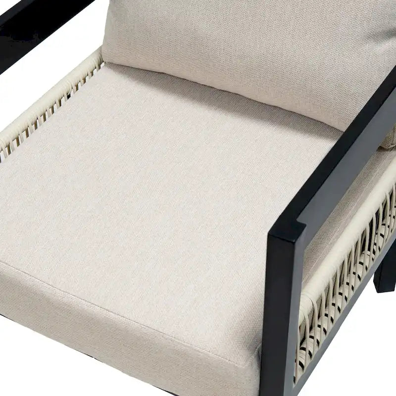 Ensemble de mobilier de jardin 4 pièces, ensemble de conversation pour patio résistant aux intempéries avec coussins résistants, canapé, fauteuil et table basse