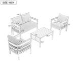 Ensemble de mobilier de jardin 4 pièces, ensemble de conversation pour patio résistant aux intempéries avec coussins résistants, canapé, fauteuil et table basse
