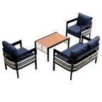 Ensemble de mobilier de jardin 4 pièces, ensemble de conversation pour patio résistant aux intempéries avec coussins résistants, canapé, fauteuil et table basse