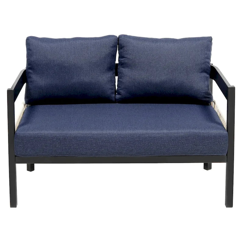 Ensemble de mobilier de jardin 4 pièces, ensemble de conversation pour patio résistant aux intempéries avec coussins résistants, canapé, fauteuil et table basse