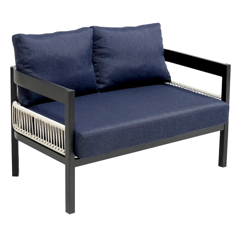 Ensemble de mobilier de jardin 4 pièces, ensemble de conversation pour patio résistant aux intempéries avec coussins résistants, canapé, fauteuil et table basse