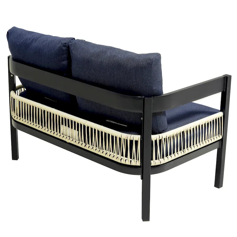 Ensemble de mobilier de jardin 4 pièces, ensemble de conversation pour patio résistant aux intempéries avec coussins résistants, canapé, fauteuil et table basse
