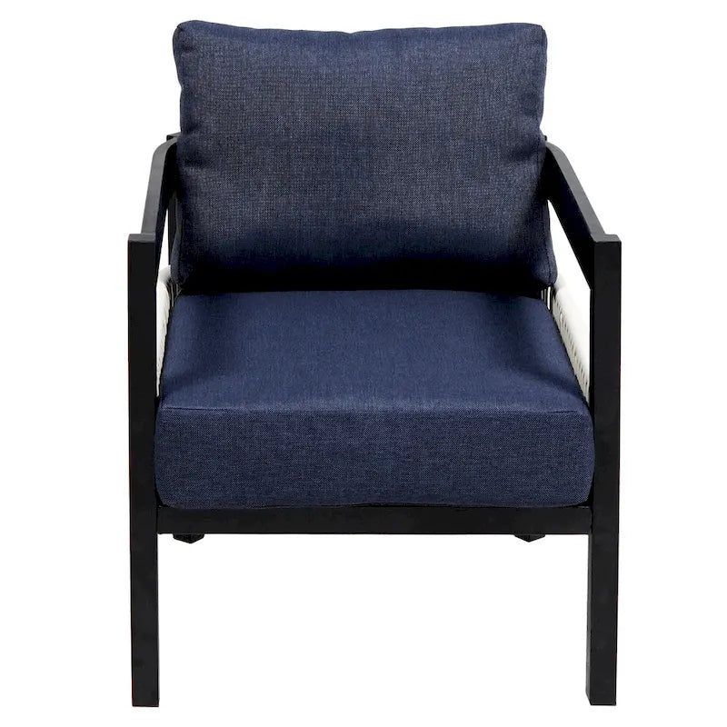 Ensemble de mobilier de jardin 4 pièces, ensemble de conversation pour patio résistant aux intempéries avec coussins résistants, canapé, fauteuil et table basse