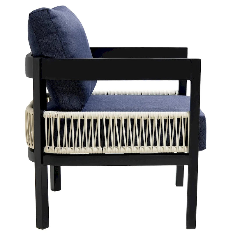 Ensemble de mobilier de jardin 4 pièces, ensemble de conversation pour patio résistant aux intempéries avec coussins résistants, canapé, fauteuil et table basse