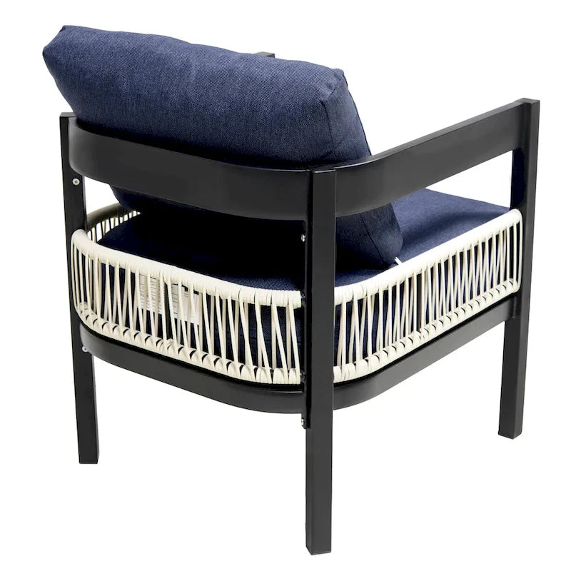 Ensemble de mobilier de jardin 4 pièces, ensemble de conversation pour patio résistant aux intempéries avec coussins résistants, canapé, fauteuil et table basse