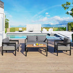 Ensemble de mobilier de jardin 4 pièces, ensemble de conversation pour patio résistant aux intempéries avec coussins résistants, canapé, fauteuil et table basse