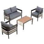 Ensemble de mobilier de jardin 4 pièces, ensemble de conversation pour patio résistant aux intempéries avec coussins résistants, canapé, fauteuil et table basse