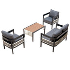 Ensemble de mobilier de jardin 4 pièces, ensemble de conversation pour patio résistant aux intempéries avec coussins résistants, canapé, fauteuil et table basse