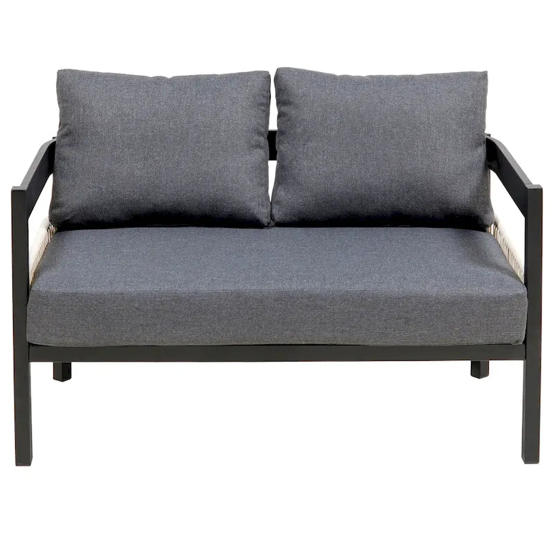 Ensemble de mobilier de jardin 4 pièces, ensemble de conversation pour patio résistant aux intempéries avec coussins résistants, canapé, fauteuil et table basse