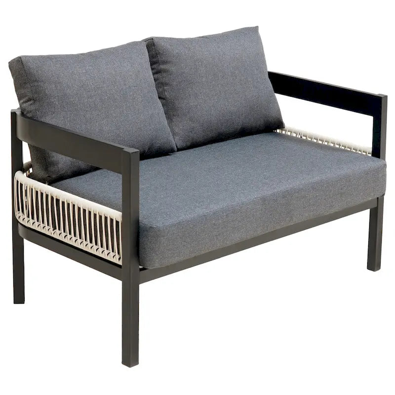 Ensemble de mobilier de jardin 4 pièces, ensemble de conversation pour patio résistant aux intempéries avec coussins résistants, canapé, fauteuil et table basse