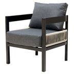 Ensemble de mobilier de jardin 4 pièces, ensemble de conversation pour patio résistant aux intempéries avec coussins résistants, canapé, fauteuil et table basse