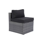 Ensemble de canapé d'angle d'extérieur 5 pièces, mobilier de conversation en rotin PE résistant aux intempéries avec table basse et 2 coussins