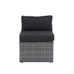 Ensemble de canapé d'angle d'extérieur 5 pièces, mobilier de conversation en rotin PE résistant aux intempéries avec table basse et 2 coussins