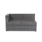 Ensemble de canapé d'angle d'extérieur 5 pièces, mobilier de conversation en rotin PE résistant aux intempéries avec table basse et 2 coussins