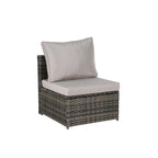 Ensemble de mobilier de jardin en résine tressée 5 pièces, lit de jour d'extérieur en rotin avec auvent rétractable, canapé d'angle avec dossier réglable