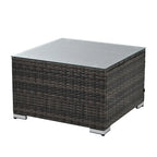 Ensemble de mobilier de jardin en résine tressée 5 pièces, lit de jour d'extérieur en rotin avec auvent rétractable, canapé d'angle avec dossier réglable