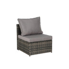 Ensemble de mobilier de jardin en résine tressée 5 pièces, lit de jour d'extérieur en rotin avec auvent rétractable, canapé d'angle avec dossier réglable