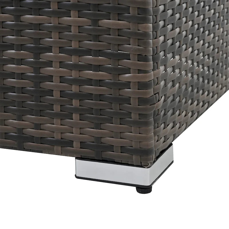 Ensemble de mobilier de jardin en résine tressée 5 pièces, lit de jour d'extérieur en rotin avec auvent rétractable, canapé d'angle avec dossier réglable