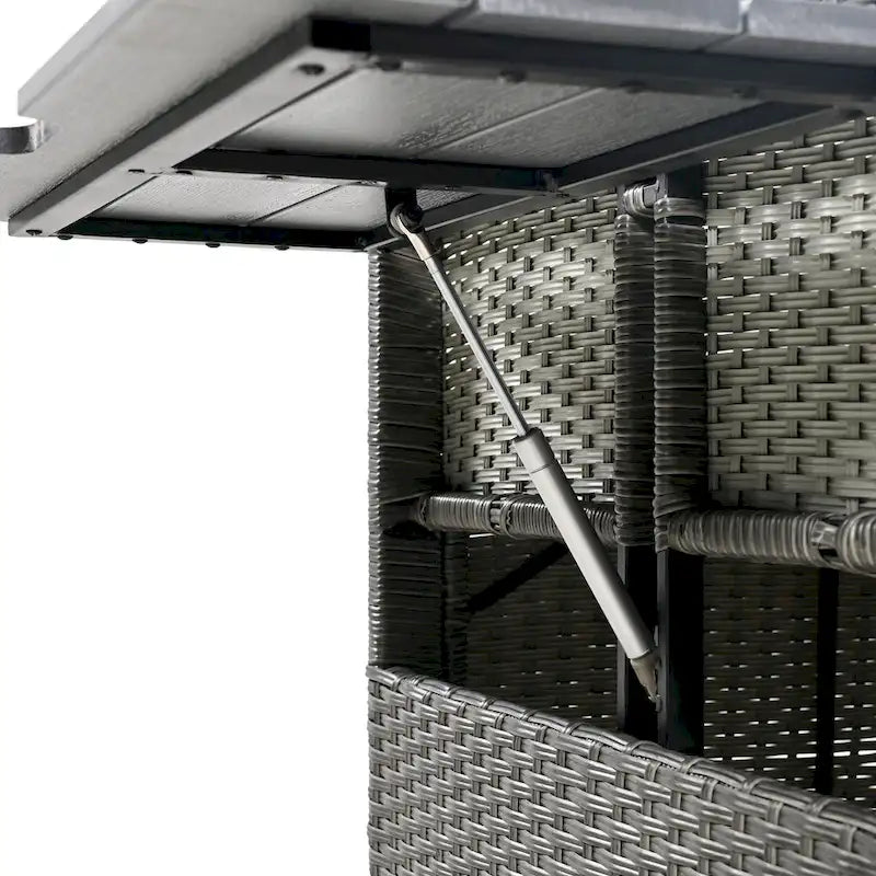 Ensemble de canapé et de table d'extérieur en rotin tressé 5 pièces, résistant aux intempéries, avec 2 tables d'appoint extensibles et une table.