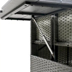 Ensemble de canapé et de table d'extérieur en rotin tressé 5 pièces, résistant aux intempéries, avec 2 tables d'appoint extensibles et une table.