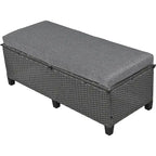Ensemble de canapé et de table d'extérieur en rotin tressé 5 pièces, résistant aux intempéries, avec 2 tables d'appoint extensibles et une table.