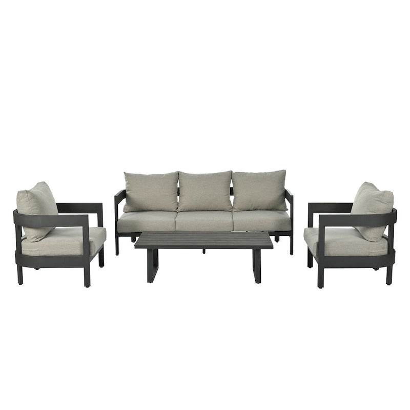 Ensemble de sièges d'extérieur 4 pièces avec coussins épais