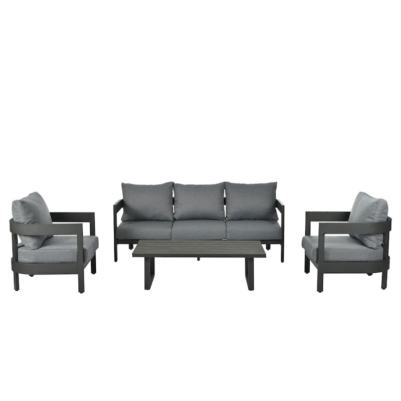 Ensemble de sièges d'extérieur 4 pièces avec coussins épais